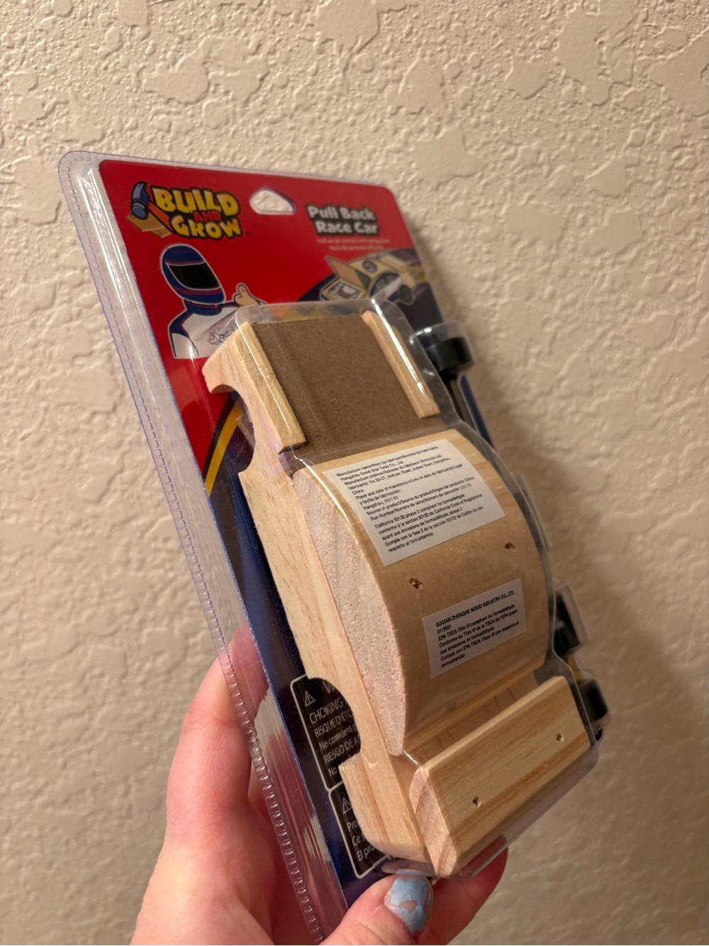 Lowe’s Wooden Pull Back Race Car - Natural Wood